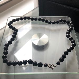 Black Glass Ball Fashion Pearl Necklace 19"